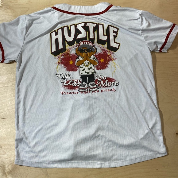 Hustle Bear Hip Hop Baseball Style Shirt Large (CT) - Picture 8 of 11